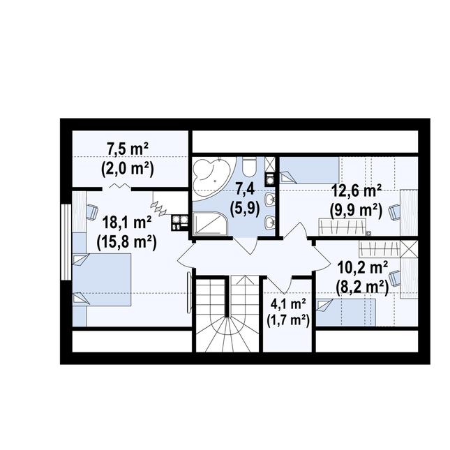 Rzut poddasza POW. 67,7 m²
