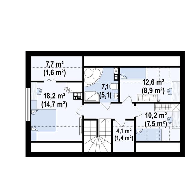 Rzut poddasza POW. 70,3 m²