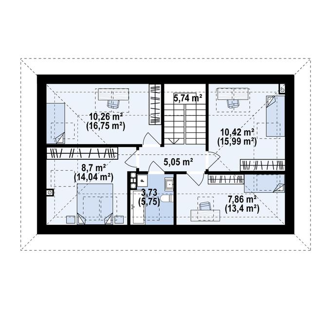 Rzut poddasza POW. 76,7 m²