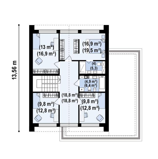 Rzut poddasza POW. 92,4 m²