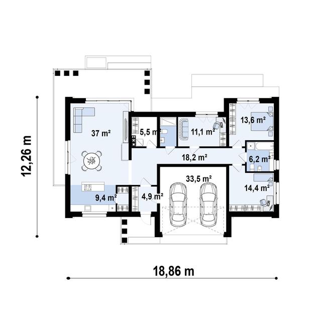 Rzut parteru POW. 160,2 m²