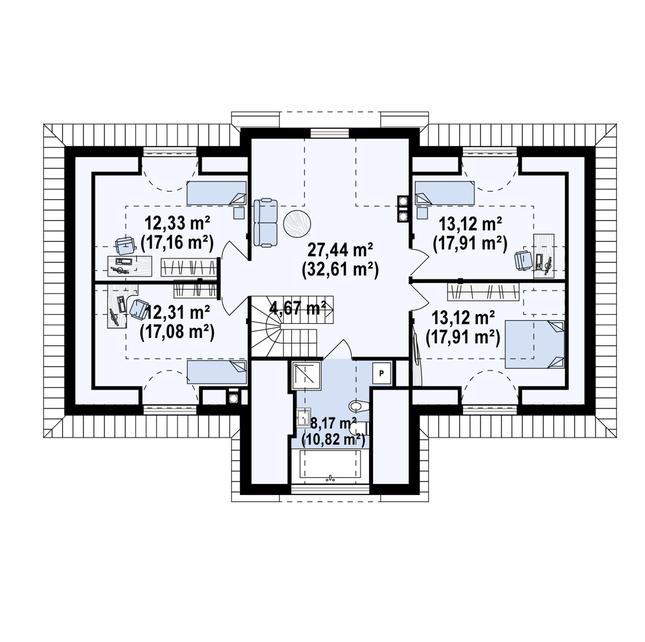 Rzut poddasza POW. 118,2 m²