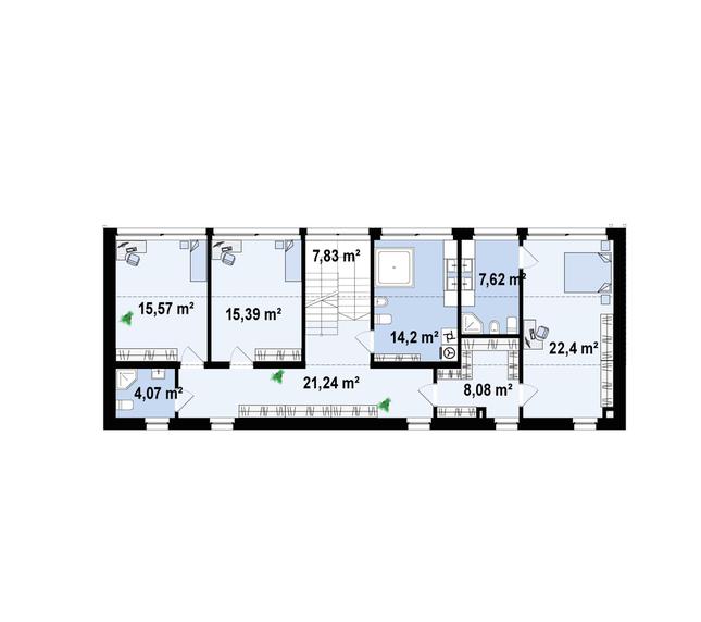 Rzut piętra POW. 116,4 m²
