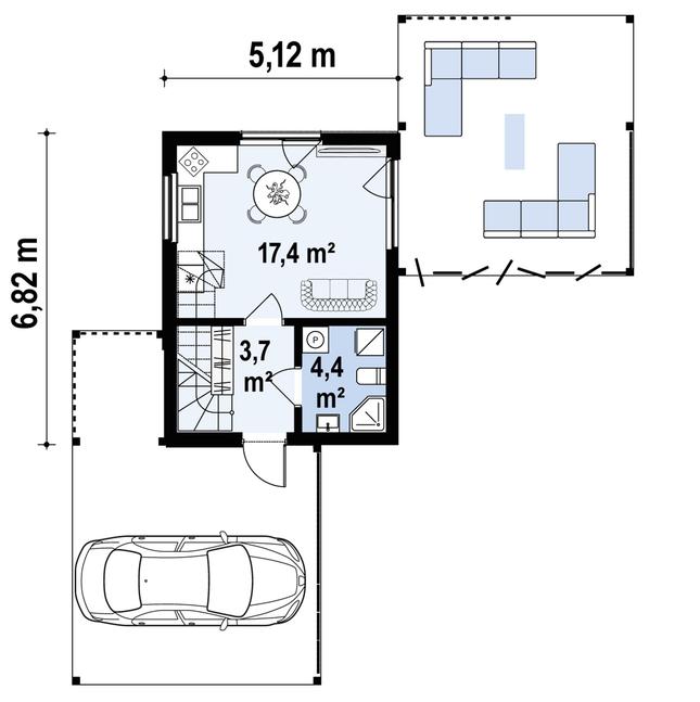 Rzut parteru POW. 25,5 m²