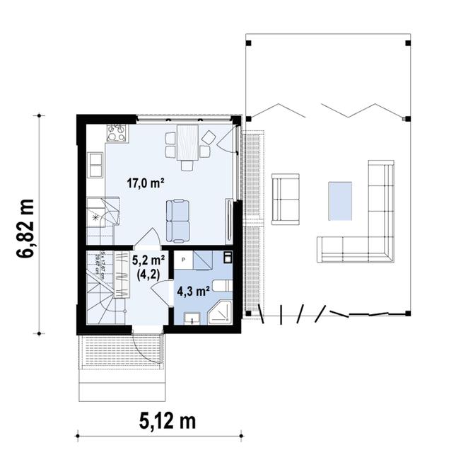 Rzut parteru POW. 26,5 m²