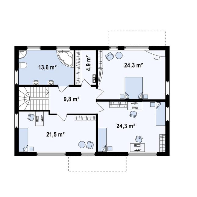 Rzut piętra POW. 98,4 m²