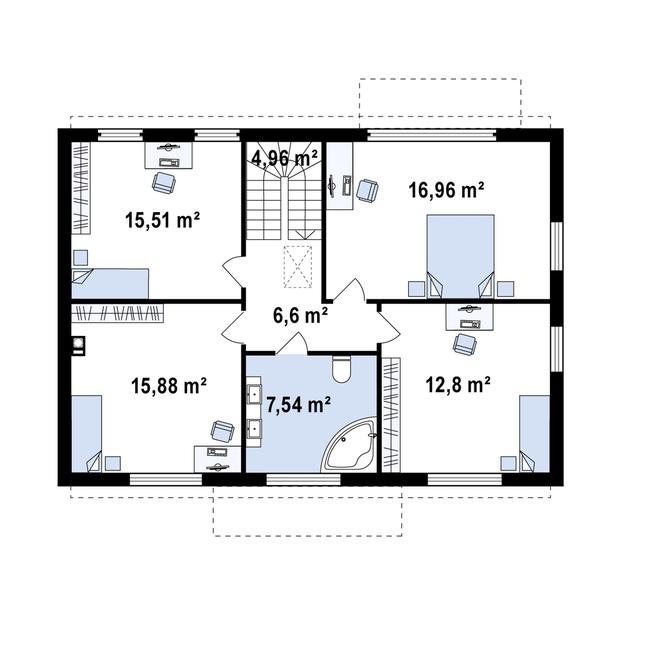 Rzut piętra POW. 80,3 m²