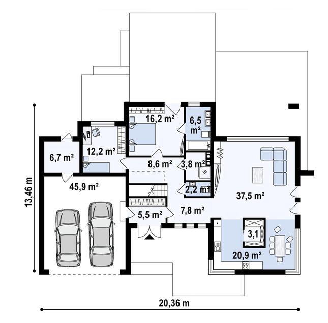 Rzut parteru POW. 176,9 m²