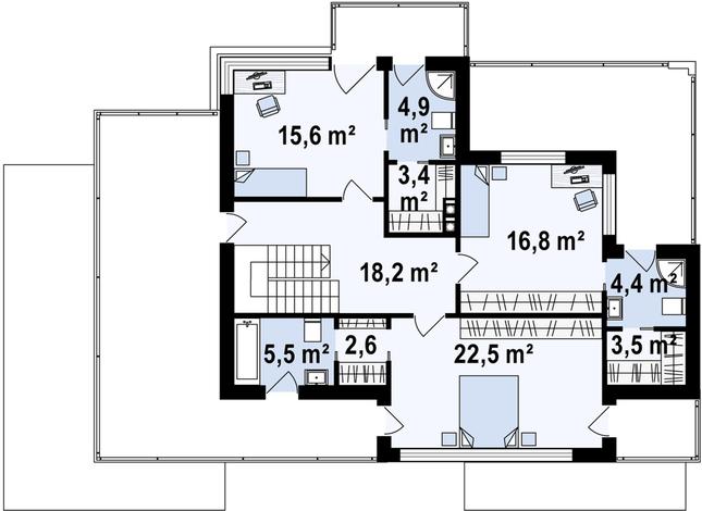 Rzut piętra POW. 97,4 m²