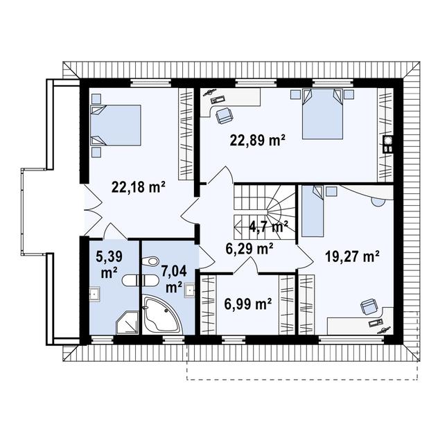 Rzut piętra POW. 94,8 m²