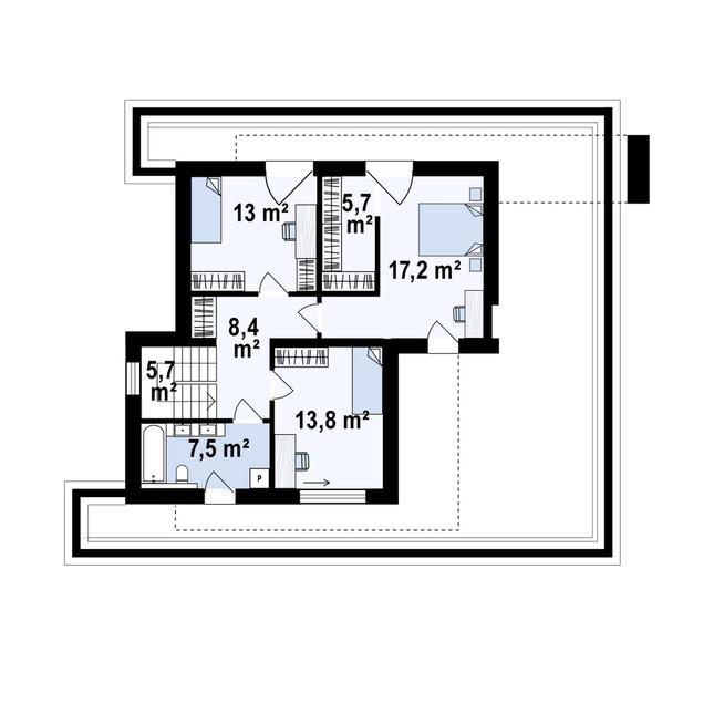 Rzut piętra POW. 71,2 m²