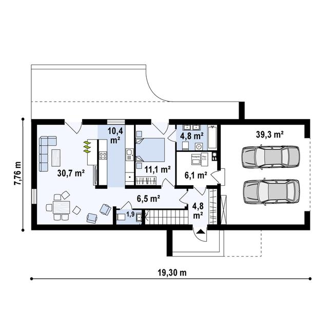 Rzut parteru POW. 115,6 m²