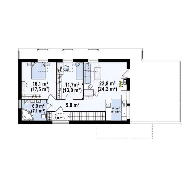 Rzut piętra POW. 81,1 m²