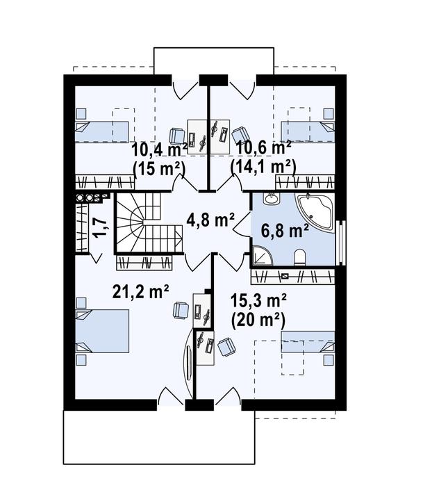 Rzut poddasza POW. 82,1 m²