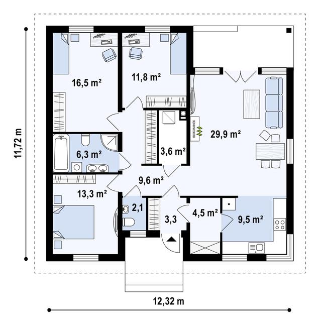 Rzut parteru POW. 110,2 m²