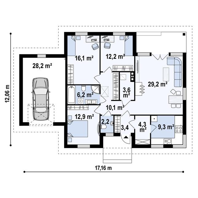 Rzut parteru POW. 137,6 m²