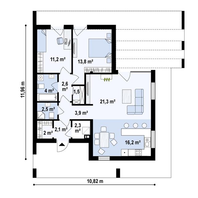 Rzut parteru POW. 83,4 m²