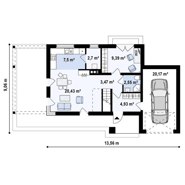 Rzut parteru POW. 71,0 m²