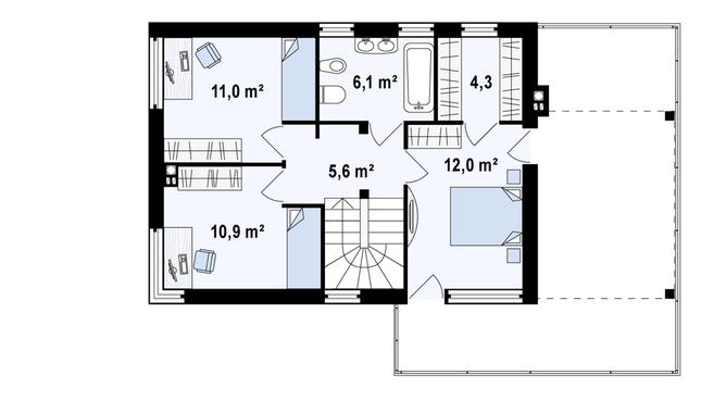 Rzut piętra POW. 49,6 m²