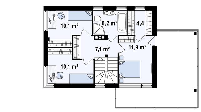 Rzut piętra POW. 49,0 m²