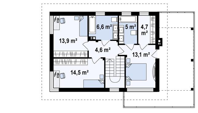 Rzut piętra POW. 64,9 m²