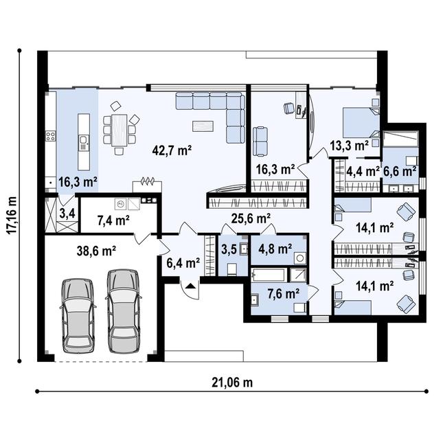 Rzut parteru POW. 225,1 m²