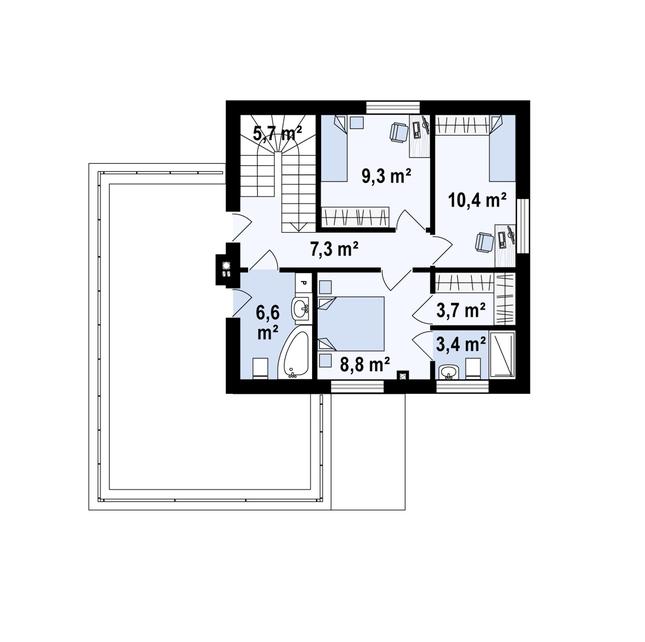 Rzut piętra POW. 55,0 m²