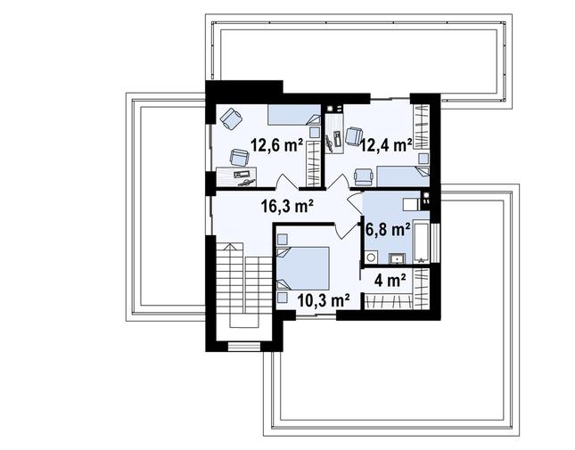 Rzut piętra POW. 63,6 m²