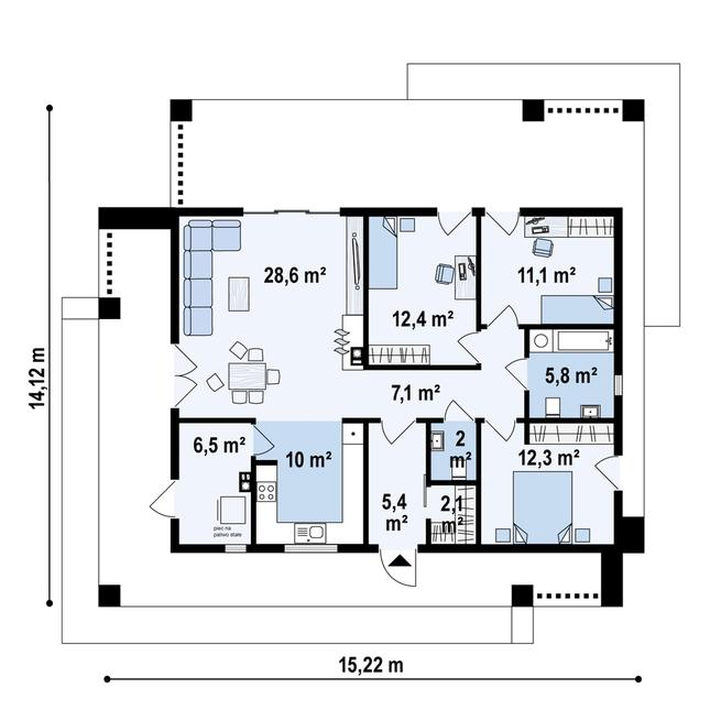 Rzut parteru POW. 103,2 m²
