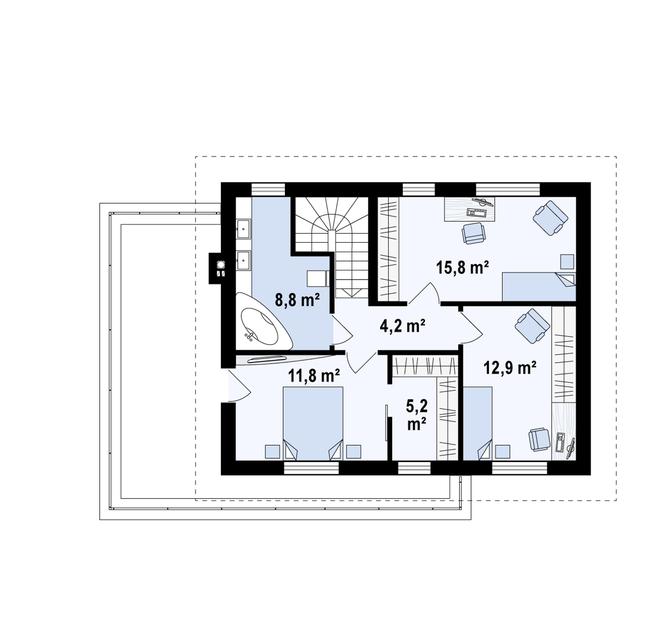 Rzut piętra POW. 64,0 m²