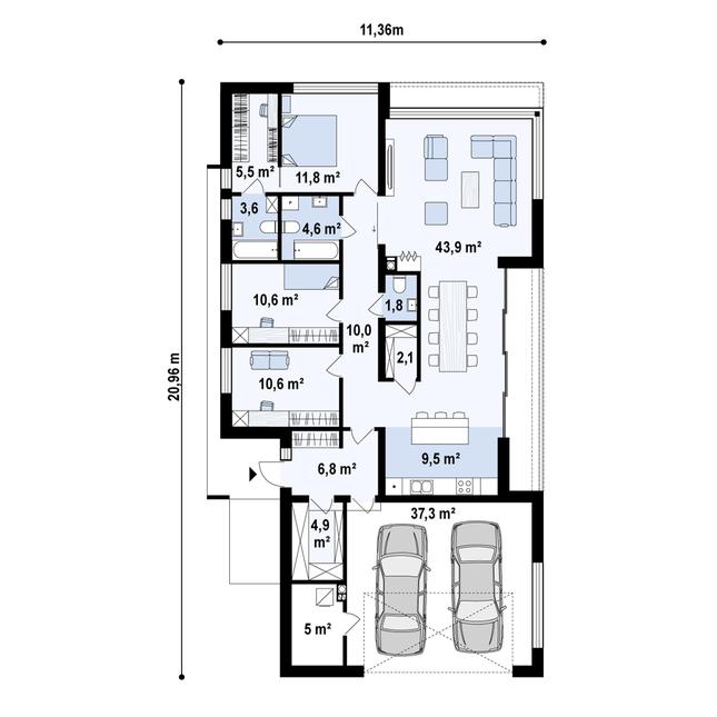 Rzut parteru POW. 167,9 m²