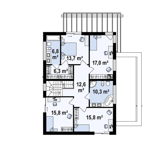 Rzut piętra POW. 98,3 m²