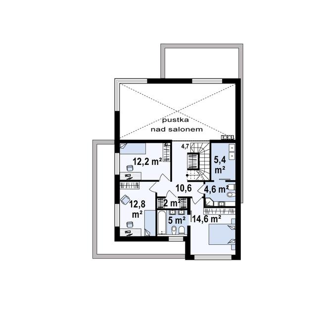 Rzut piętra POW. 71,9 m²