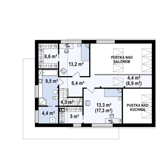 Rzut piętra POW. 75,4 m²