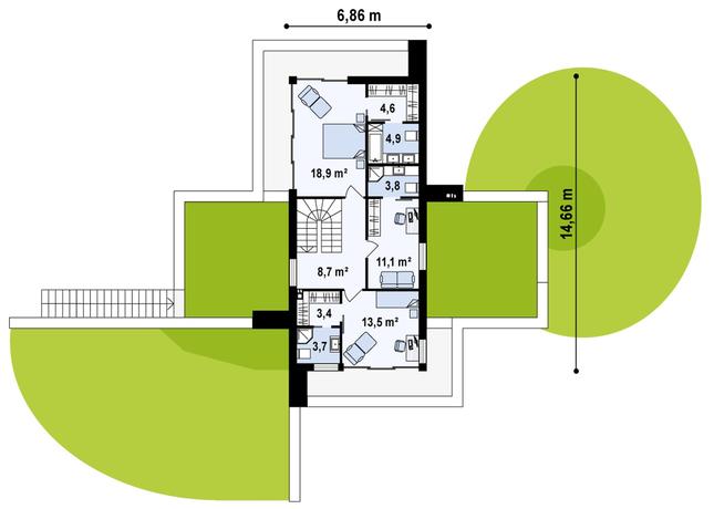 Rzut piętra POW. 72,5 m²