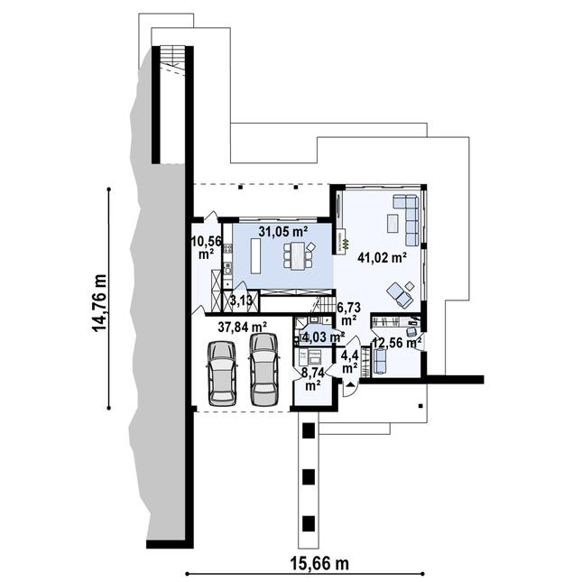 Rzut parteru POW. 160,1 m²