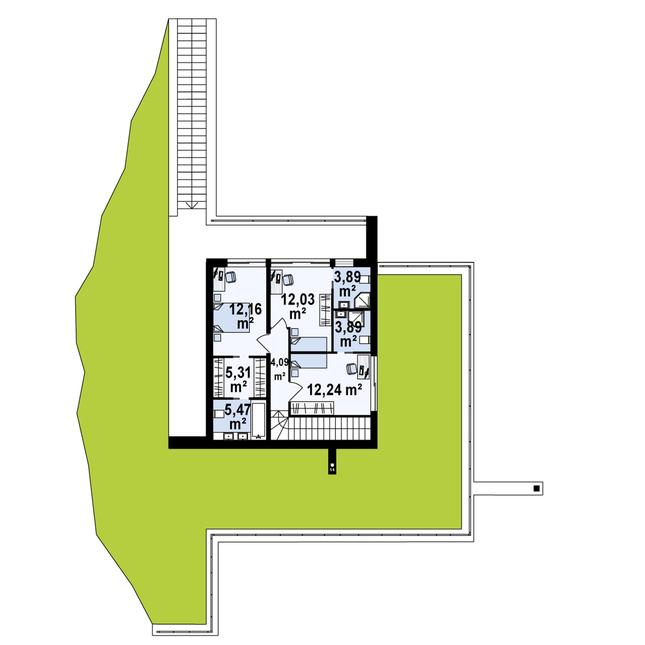Rzut piętra POW. 65,4 m²
