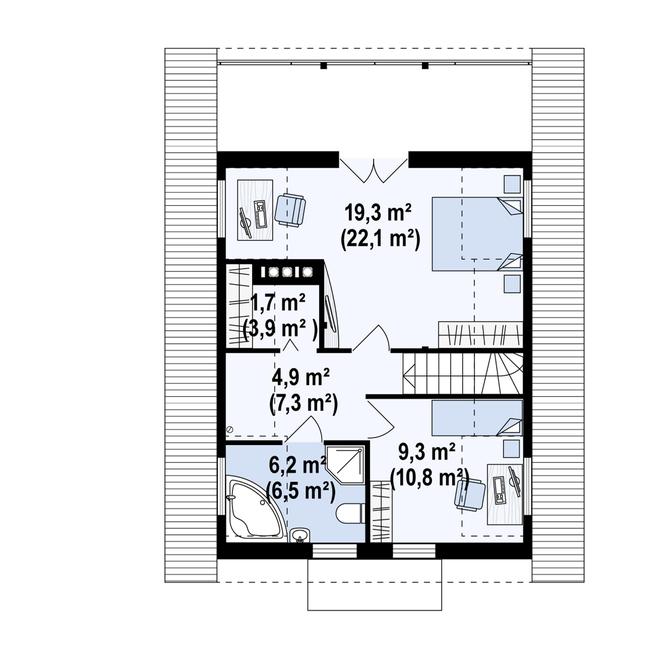 Rzut poddasza POW. 56,7 m²