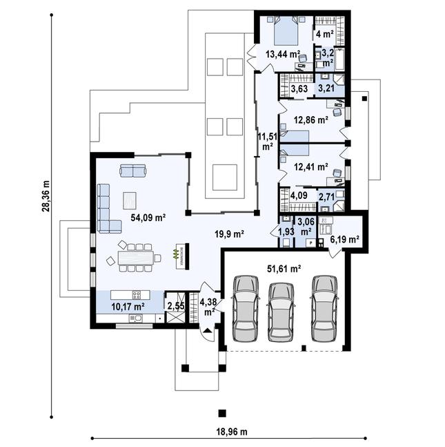 Rzut parteru POW. 224,9 m²