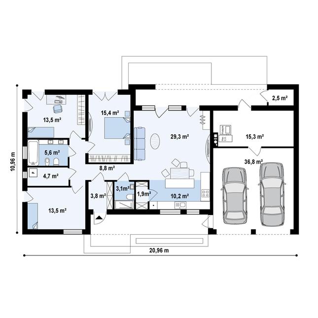 Rzut parteru POW. 164,3 m²