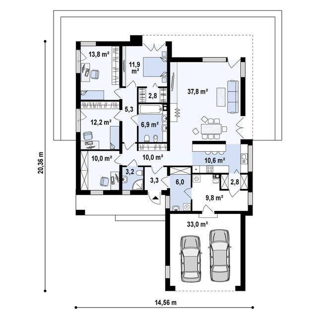 Rzut parteru POW. 179,1 m²