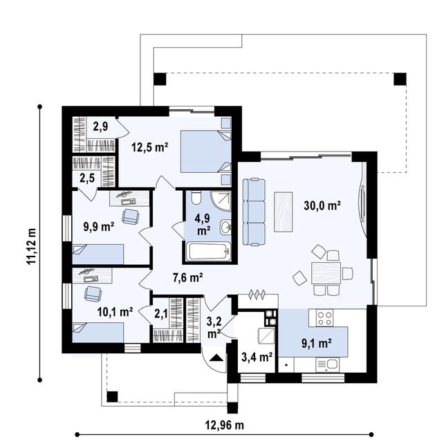 Rzut parteru POW. 98,2 m²