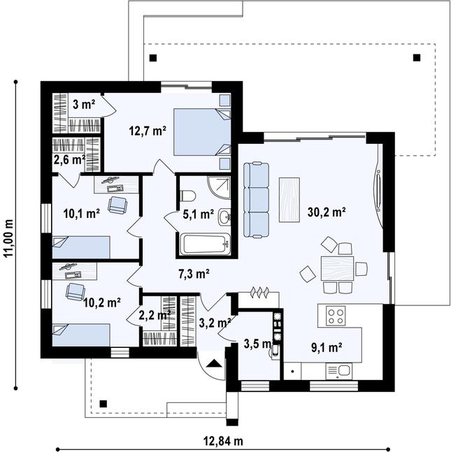 Rzut parteru POW. 99,2 m²