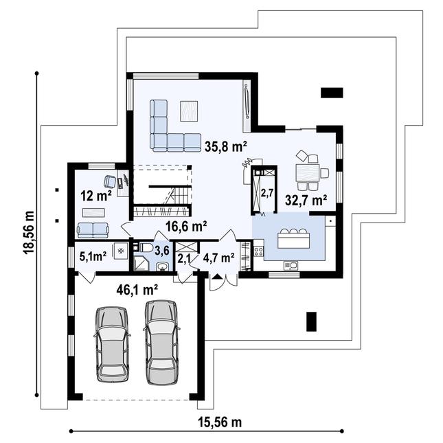 Rzut parteru POW. 168,3 m²