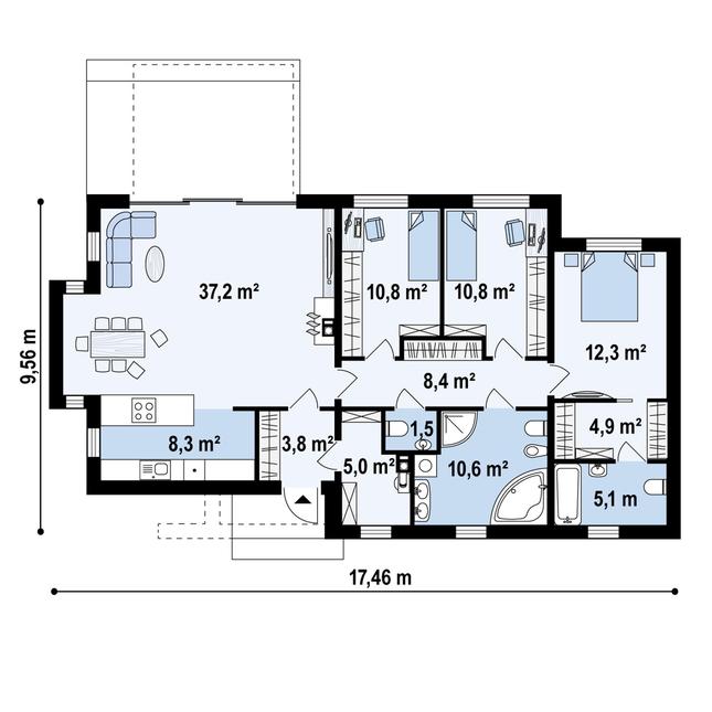 Rzut parteru POW. 119,0 m²