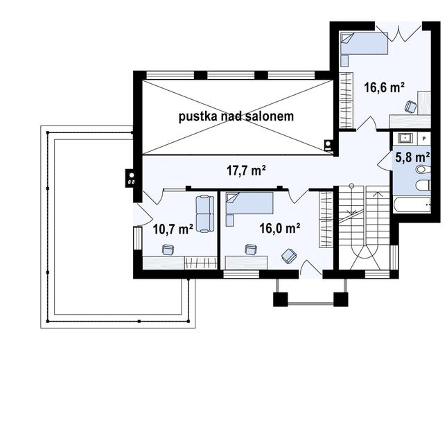 Rzut piętra POW. 66,7 m²