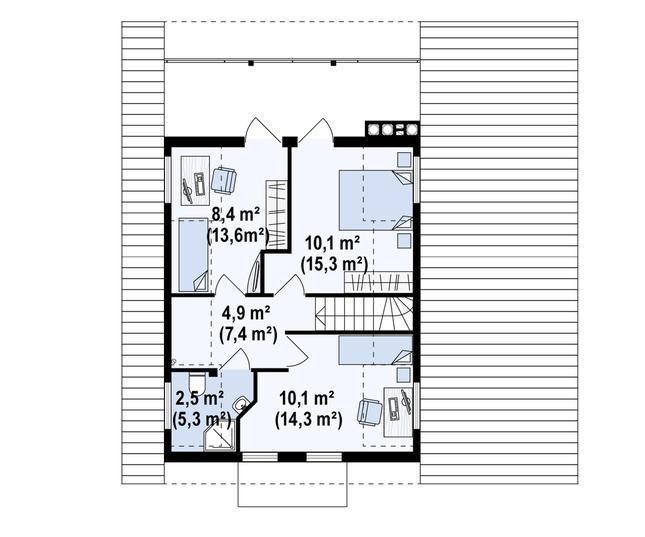 Rzut poddasza POW. 57,8 m²