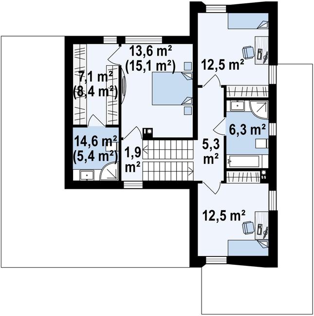Rzut piętra POW. 72,9 m²