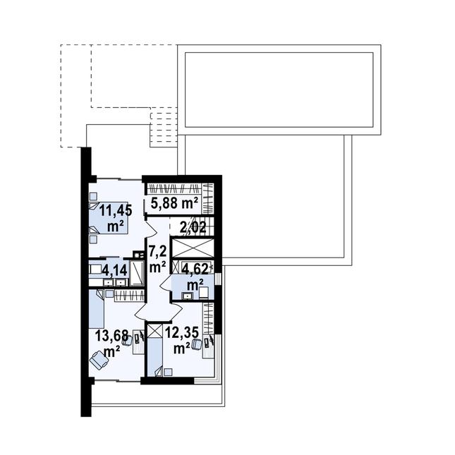 Rzut piętra POW. 61,3 m²