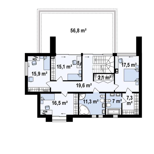 Rzut piętra POW. 112,2 m²